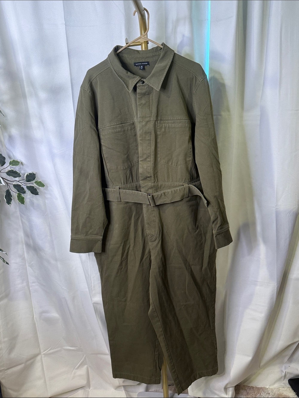 Universal Standard Olive Green Long Belted Utility Coat Cotton Twill